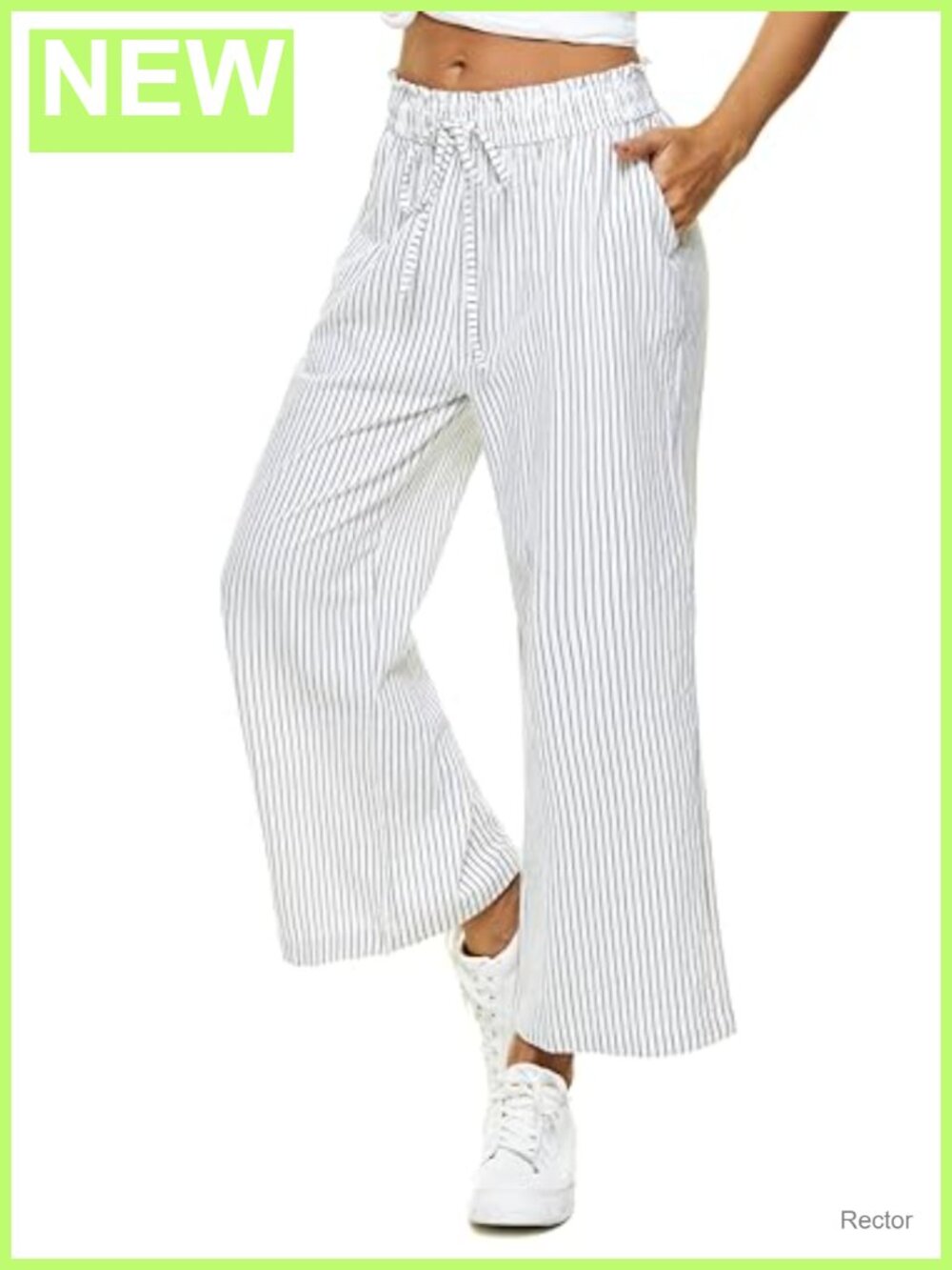 Women's High Waisted Wide Leg Linen Blend Capri Pants with Pockets